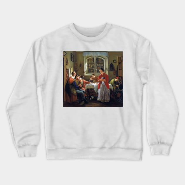 Moritz Daniel Oppenheim The Return of the Volunteer from the Wars of Liberation to His Family Still Living in Accordance with Old Customs Crewneck Sweatshirt by pdpress